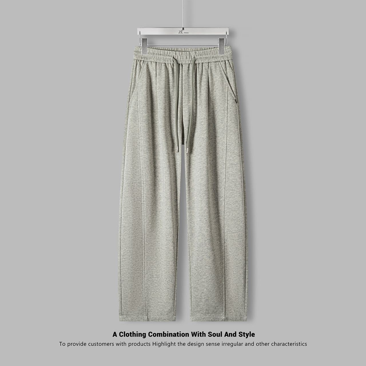 2026 Spring Youth Men's Curved Wide-Leg Casual Pants, Yunrou Trendy Brand, Simple Loose-Fitting Sports Pants, 280g - Image 6