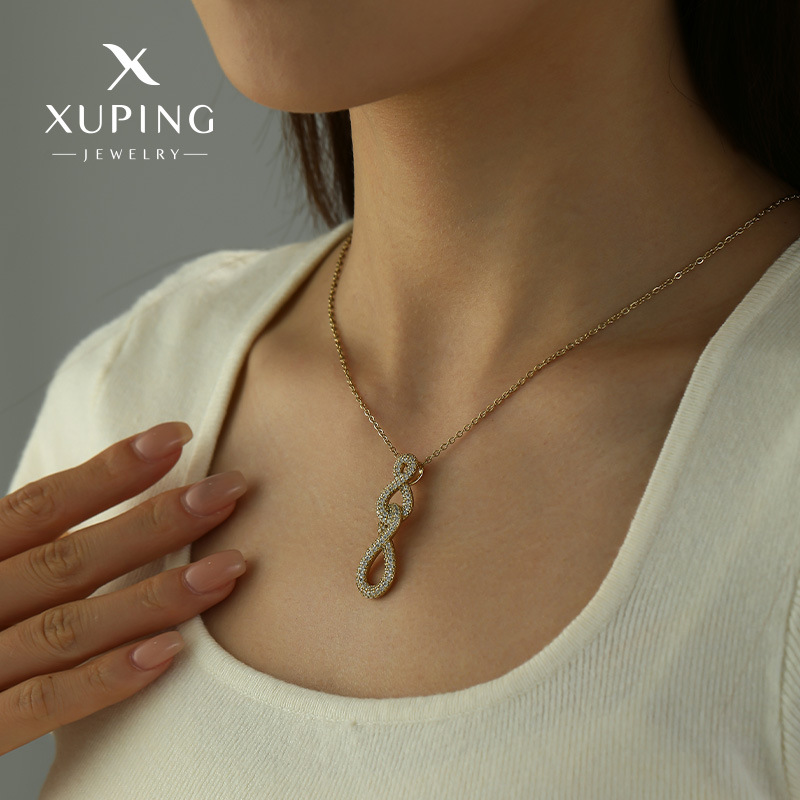 Xuping Jewelry's new fashionable and niche design artificial gemstone number necklace pendant exudes a light luxury temperament. - Image 2