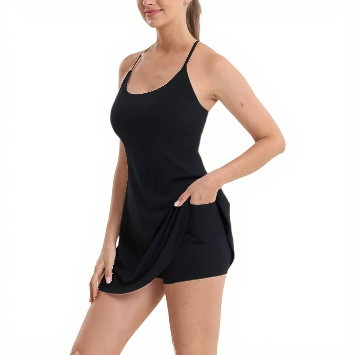 2025 Amazon Cross-Border Bestseller: Anti-Exposure Sports Dress with Inner Shorts, Removable Chest Pads, and Pockets - Image 14