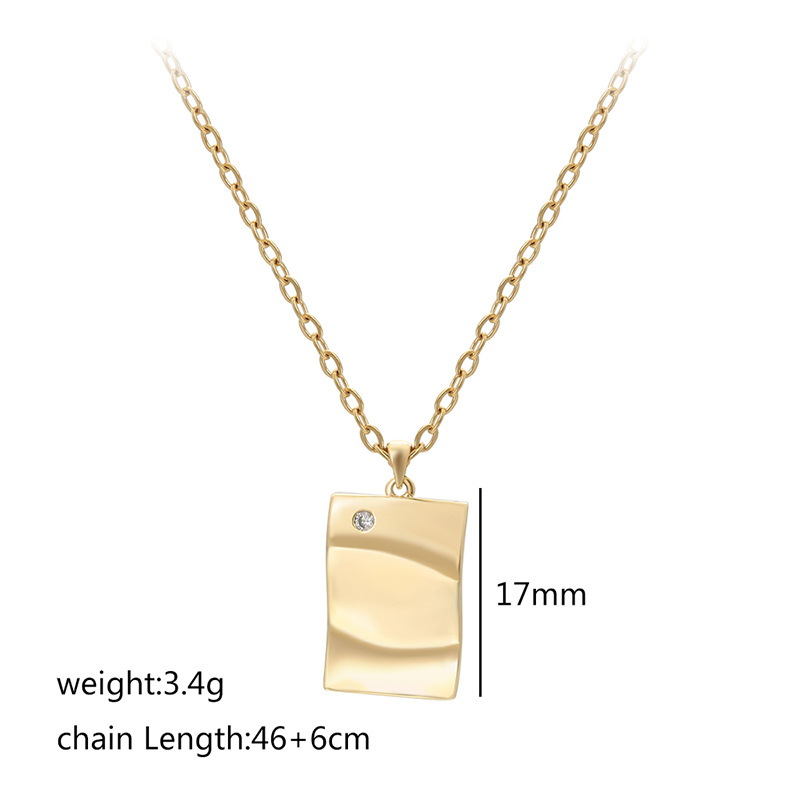 Xuping's minimalist geometric square necklace, stylish and simple, made of copper alloy plated with 14k gold, is a European and American cross-border jewelry piece. - Image 8