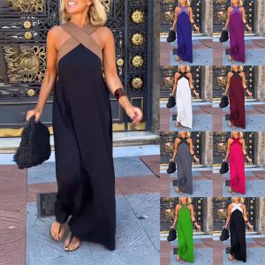 2025 summer new cross-border women's clothing Amazon AliExpress foreign trade long skirt cross sexy back dress