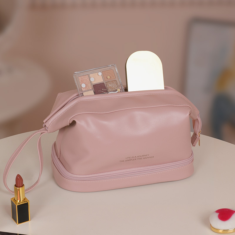 double-layer portable cosmetic bag large-capacity portable business travel storage bag - Image 7