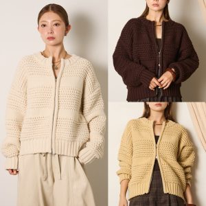 Textured Zip-Front Cardigan