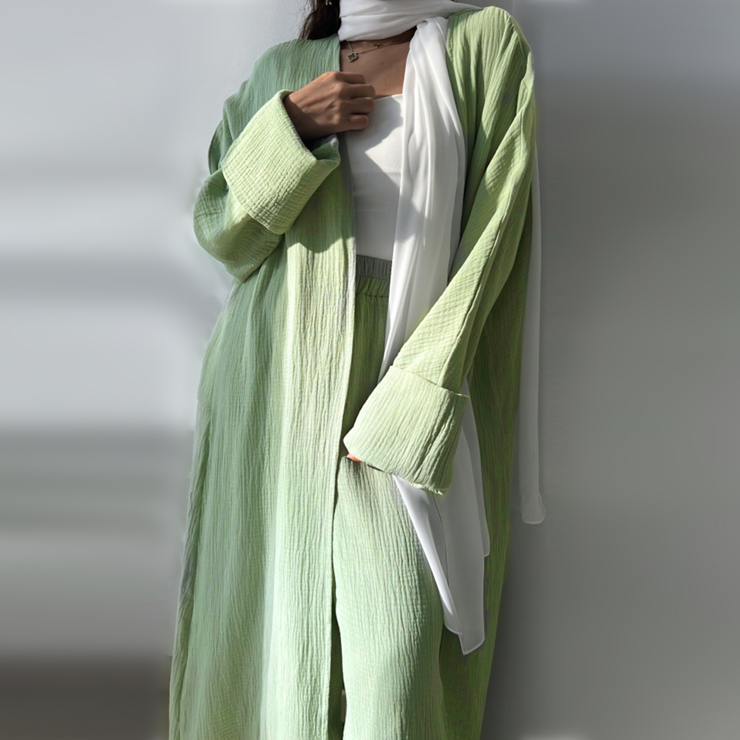 2023 Loriya AliExpress Amazon Dubai Turkey Solid Color Cotton Casual Large Size Cardigan LR600 - Image 19