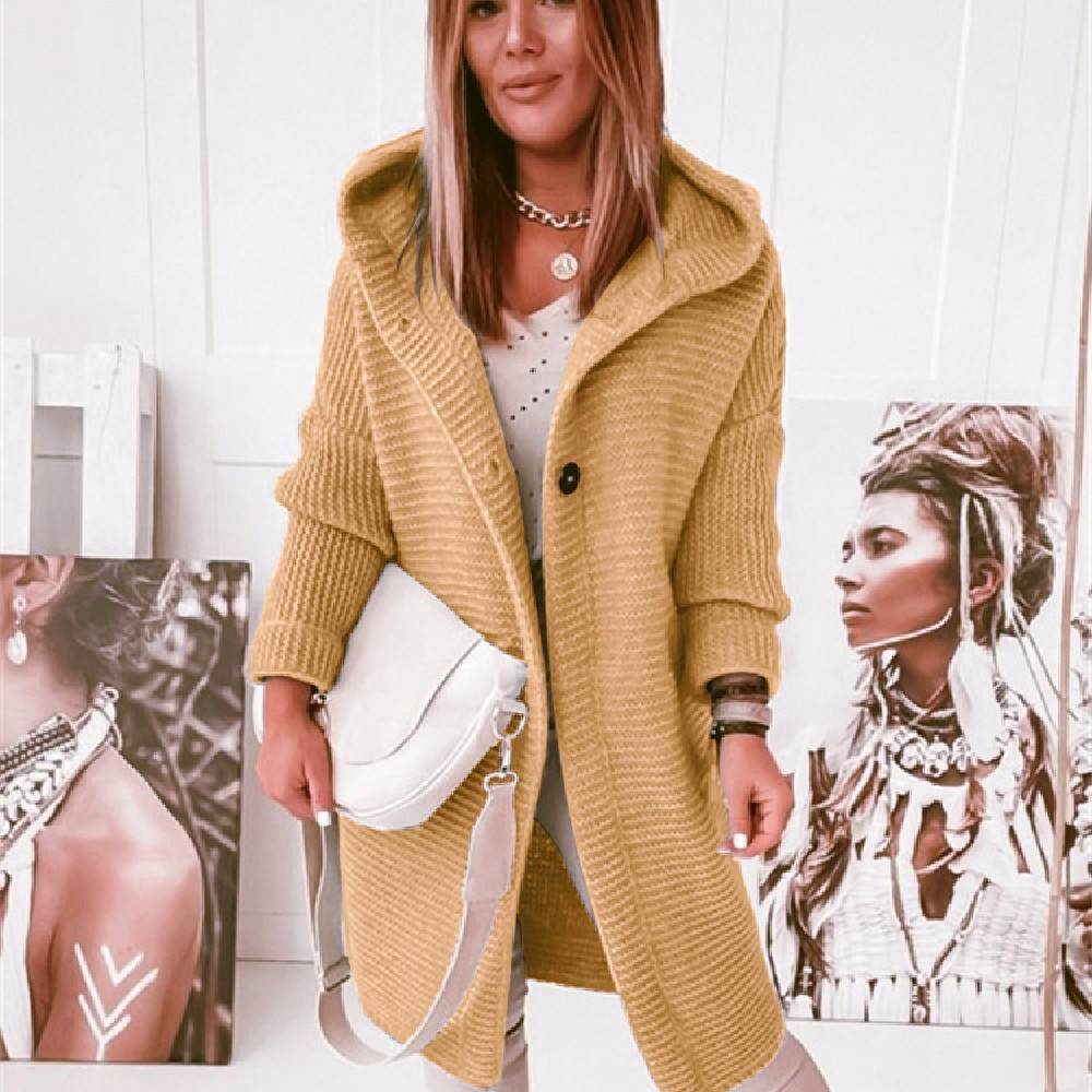 2025 New Style Hooded Knit Cardigan, Elegant and Commuting Style, Loose Fit, Plus Size, Cross-border Sweater - Image 12