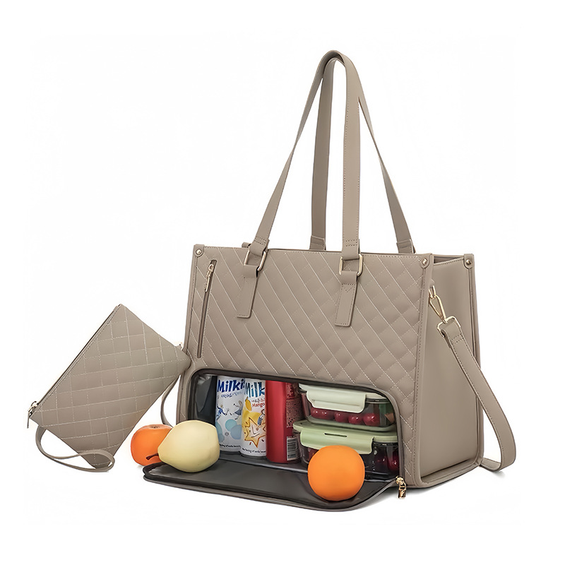 Spot new product 2 in 1 handbag lunch bag combination bag large handbag insulated lunch box female crossbody computer bag - Image 13