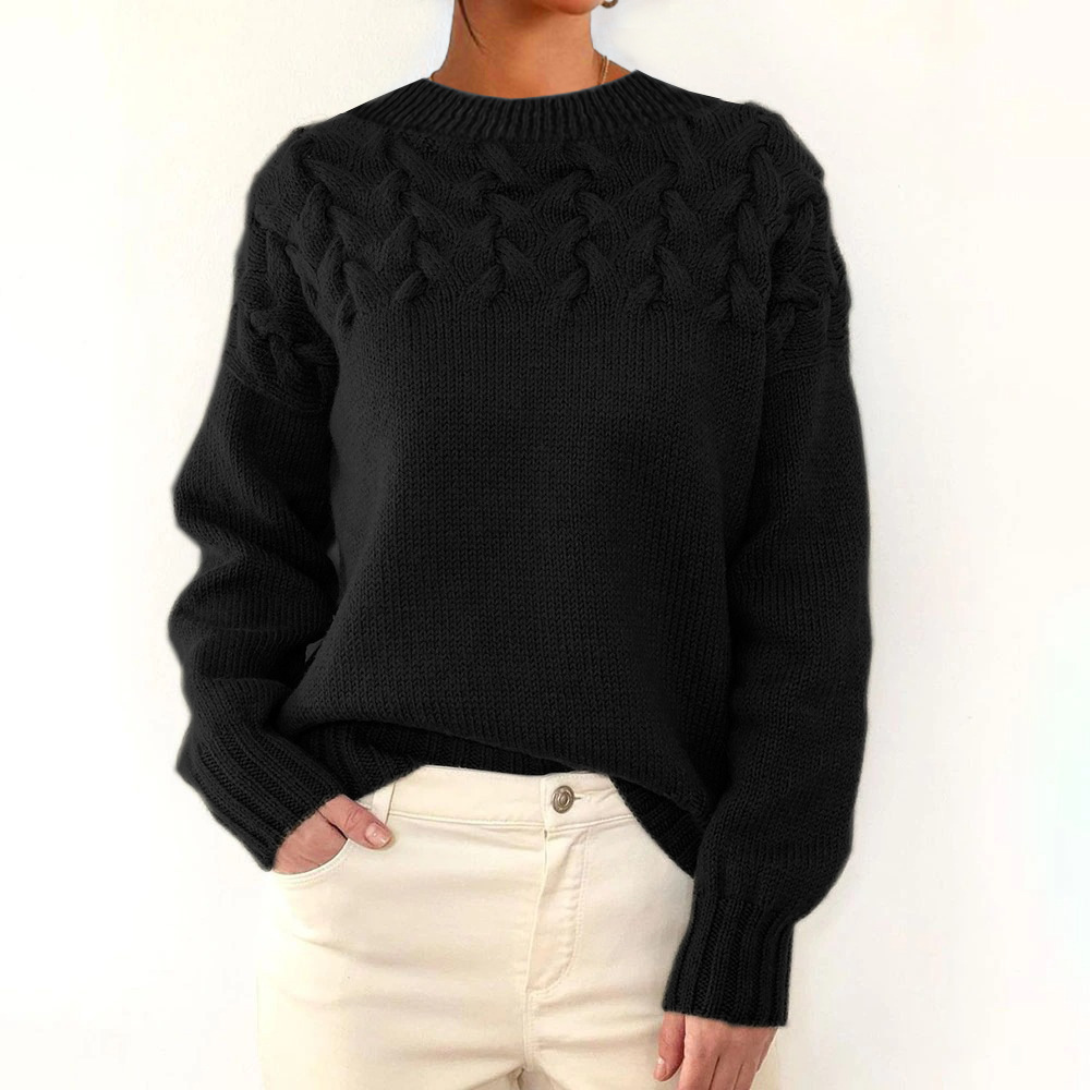 2026 Amazon Cross-Border New Women's Clothing Independent Site eBay Fashion Cable Braid Details High Neck Long Sleeve Sweater - Image 8