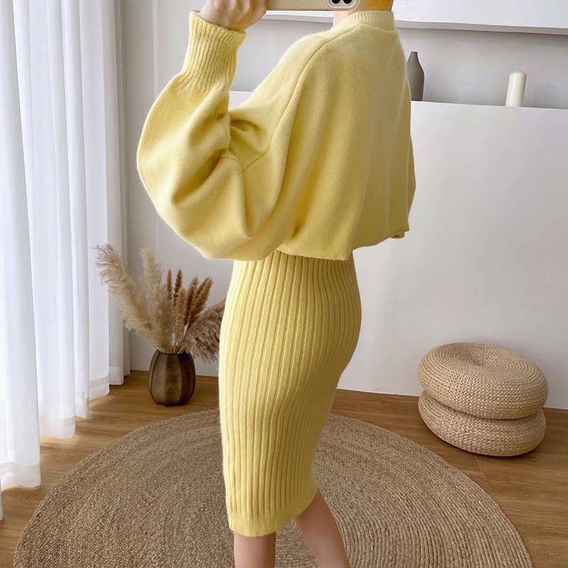 Suspender skirt suit autumn and winter new sweater dress two-piece dress other real shots and models in stock - Image 2