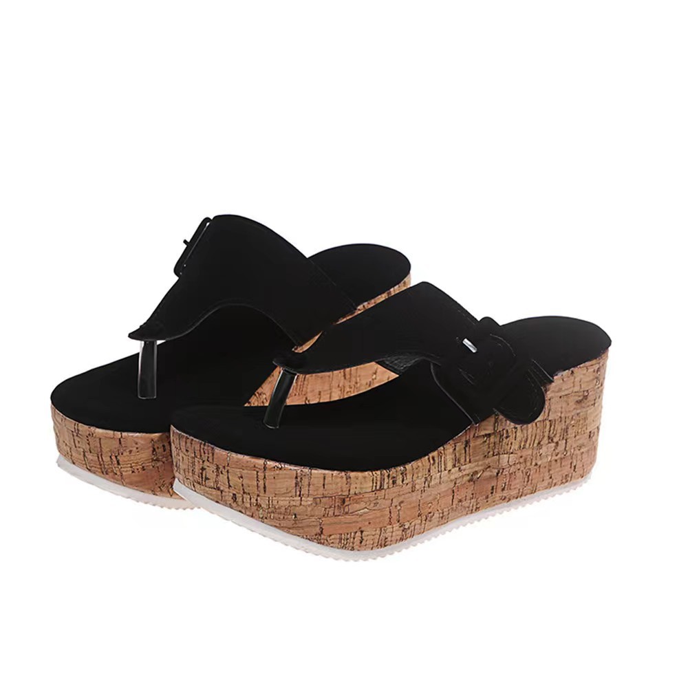 2023 summer new women's shoes foreign trade large size wish independent station wedge women's buckle sandals in stock - Image 2