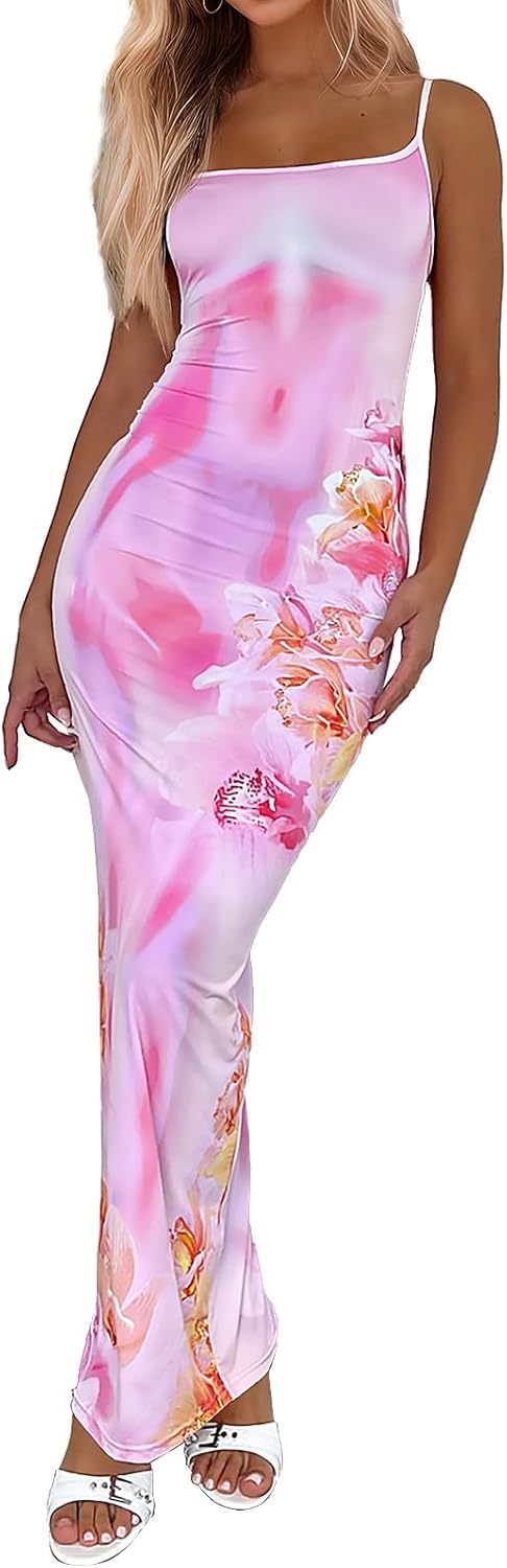 2025 autumn new elegant temperament tight low-cut contrast color rose print design one-step suspender dress - Image 6