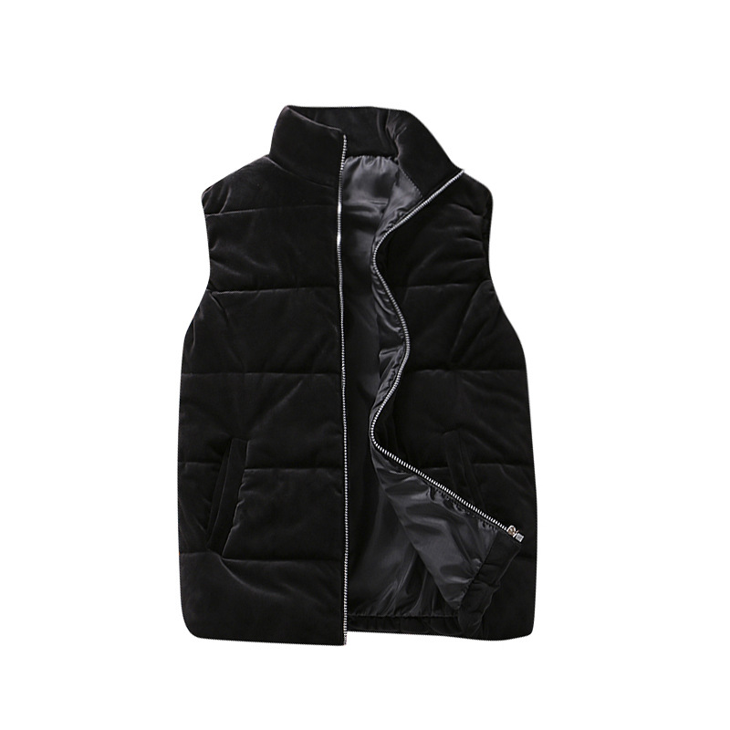 Cross-border new gold velvet solid color vest men's tops large size jacket spring autumn winter warm stand collar jacket waistcoat - Image 7
