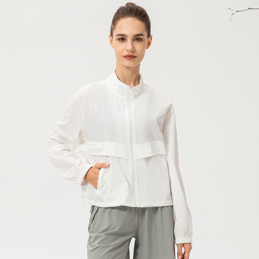 New outdoor sports windbreaker women's loose casual yoga wear zipper stand collar running fitness jacket 22617 - Image 5