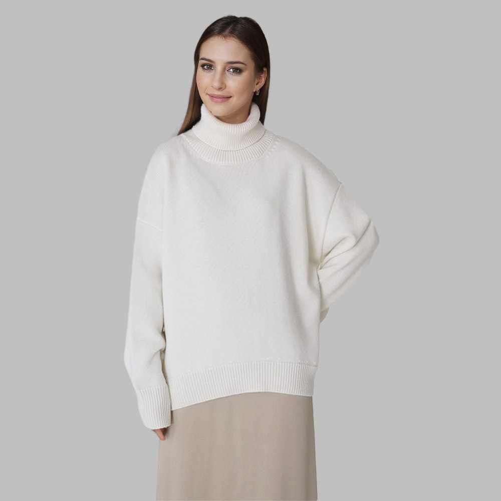 Women's solid color turtleneck sweater, European and American style, autumn and winter loose fit, versatile, classic best-selling knitwear, factory price wholesale. - Image 11