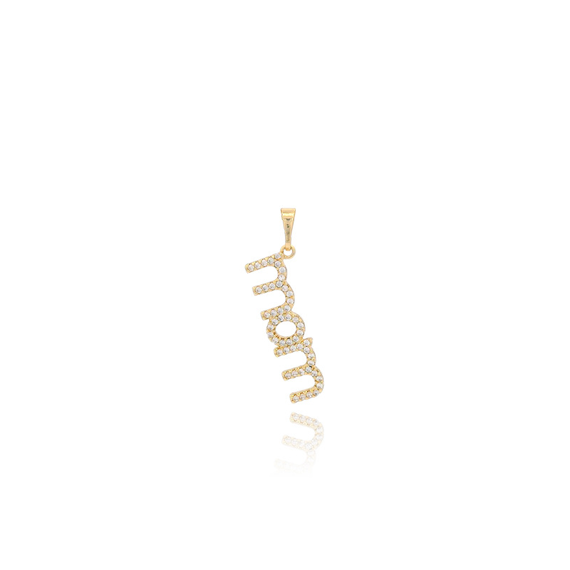 Xuping's new fashionable alloy electroplated 14k color letter pendant necklace with artificial gemstones - a Mother's Day gift. - Image 6