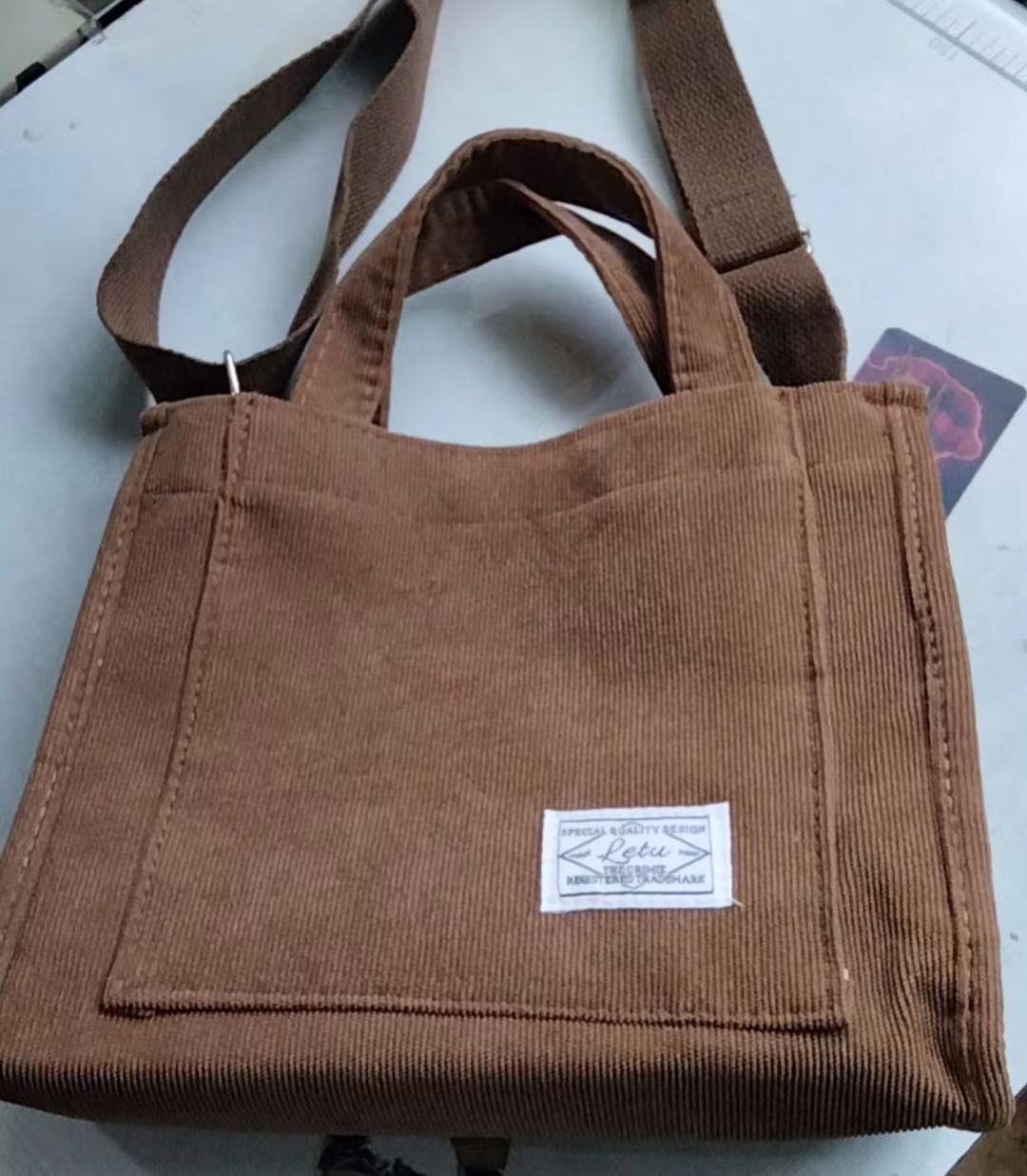 Women's Corduroy Shoulder Bag - Image 6