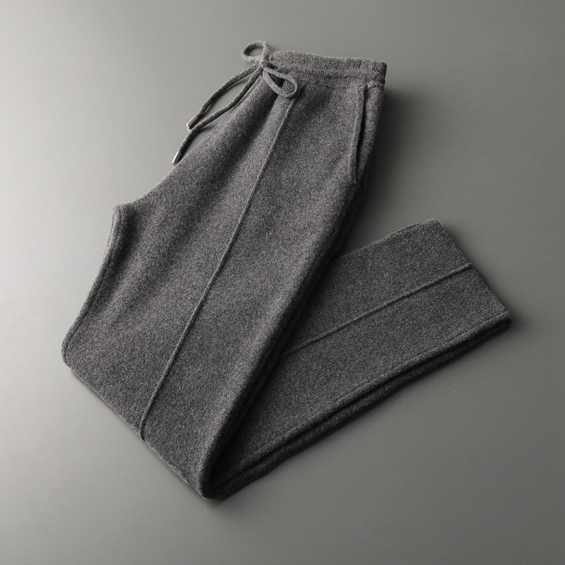 Autumn and winter new seven-needle thickened outer wear high waist Australian wool pants men's loose business casual pants woolen pants men - Image 2