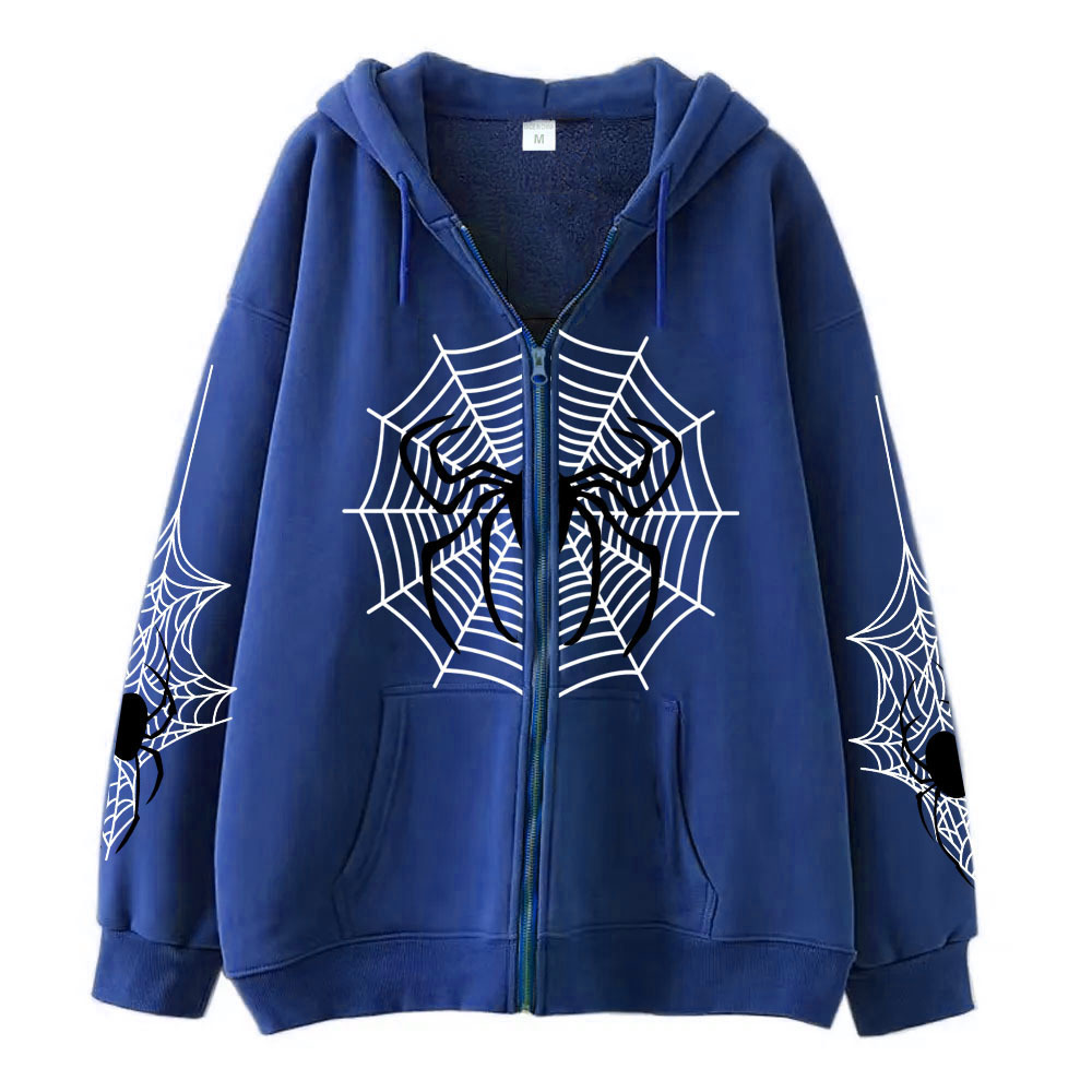 Cross-border youth spider web metal zipper sweatshirt street trend spring and autumn hoodie American retro casual jacket for men - Image 18
