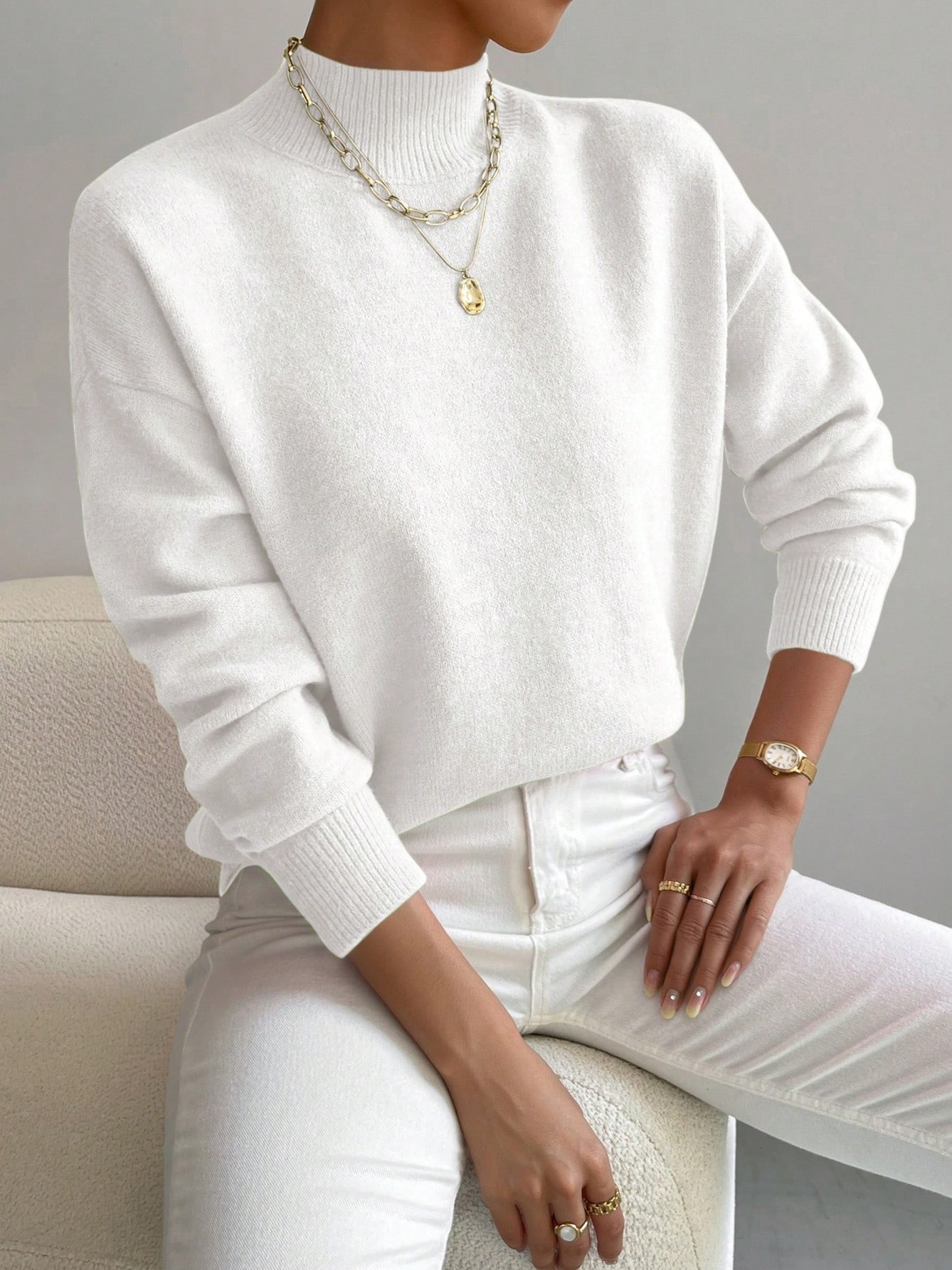 Cross-border autumn and winter turtleneck pullover long-sleeved sweater Amazon foreign trade women's fashion solid color loose knitted top - Image 12