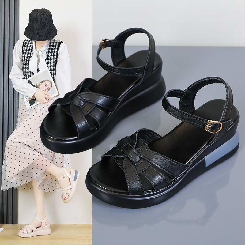 Roman thick-soled sandals women's summer 2022 new platform shoes fashion show high slope with large size women's shoes 4142 - Image 3
