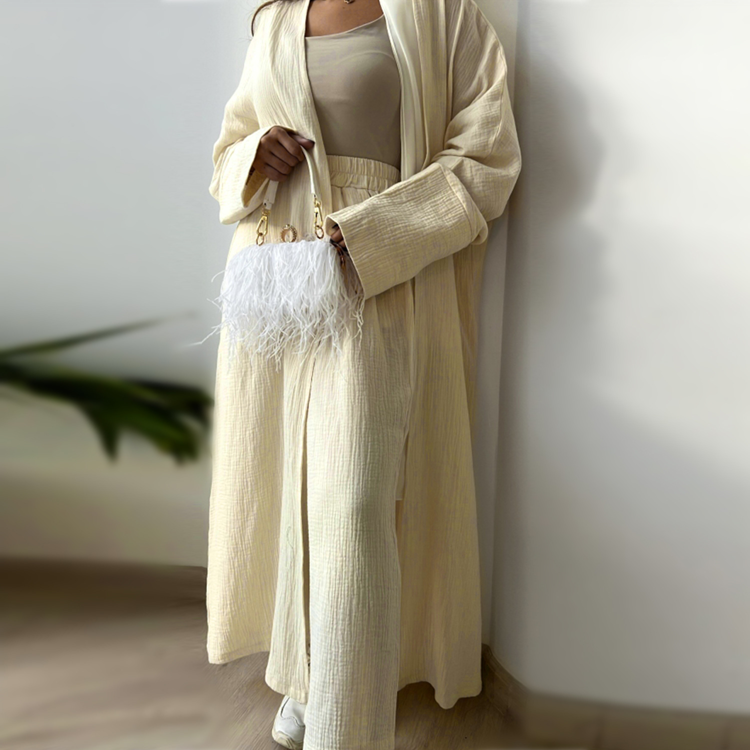 2023 Loriya AliExpress Amazon Dubai Turkey Solid Color Cotton Casual Large Size Cardigan LR600 - Image 14