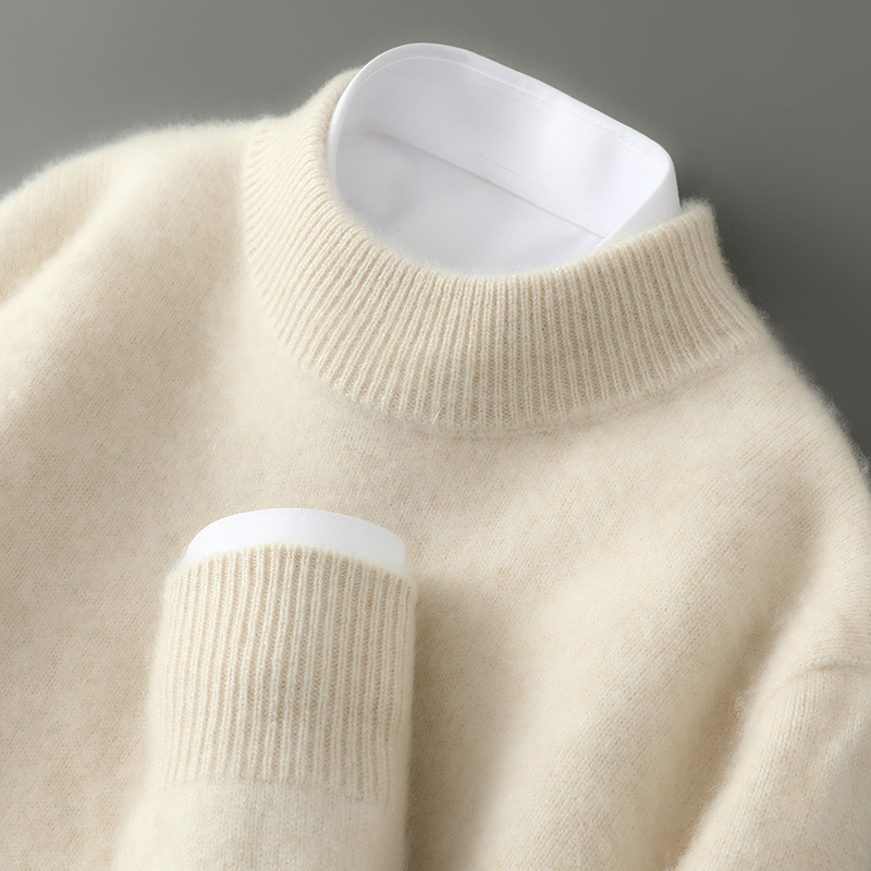 Men's high-neck, thick, loose-fitting pullover sweater/knitwear base layer. - Image 12