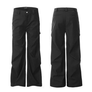 11KN American Retro Pleated Straight Leg Pants with a Niche Design and Wide-Leg Fit - Trendy Casual Pants