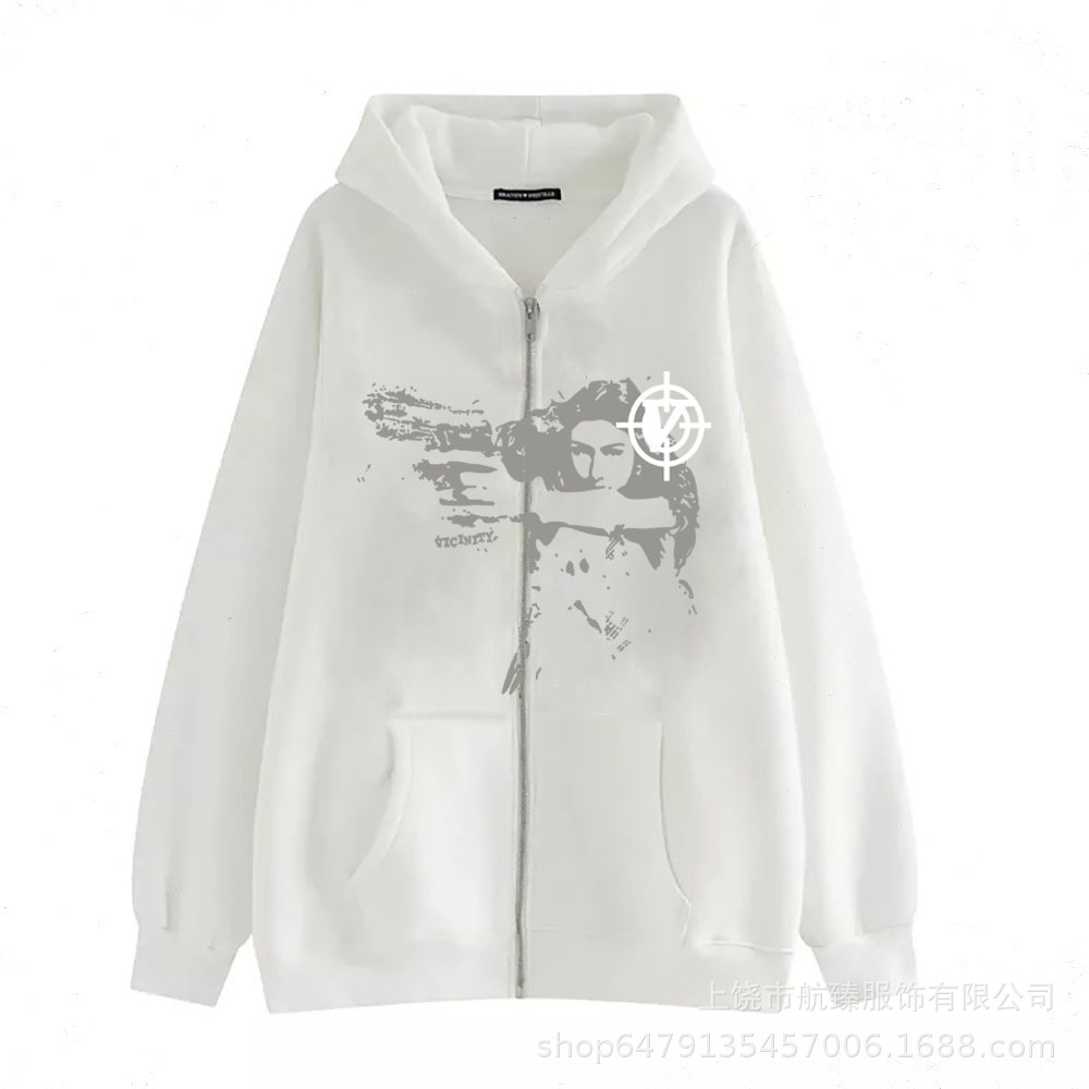 2022 Amazon Girl Gunner Zipper Sweater AliExpress Hot Selling American Cardigan Sweater Casual Trend Hoodie - Image 7