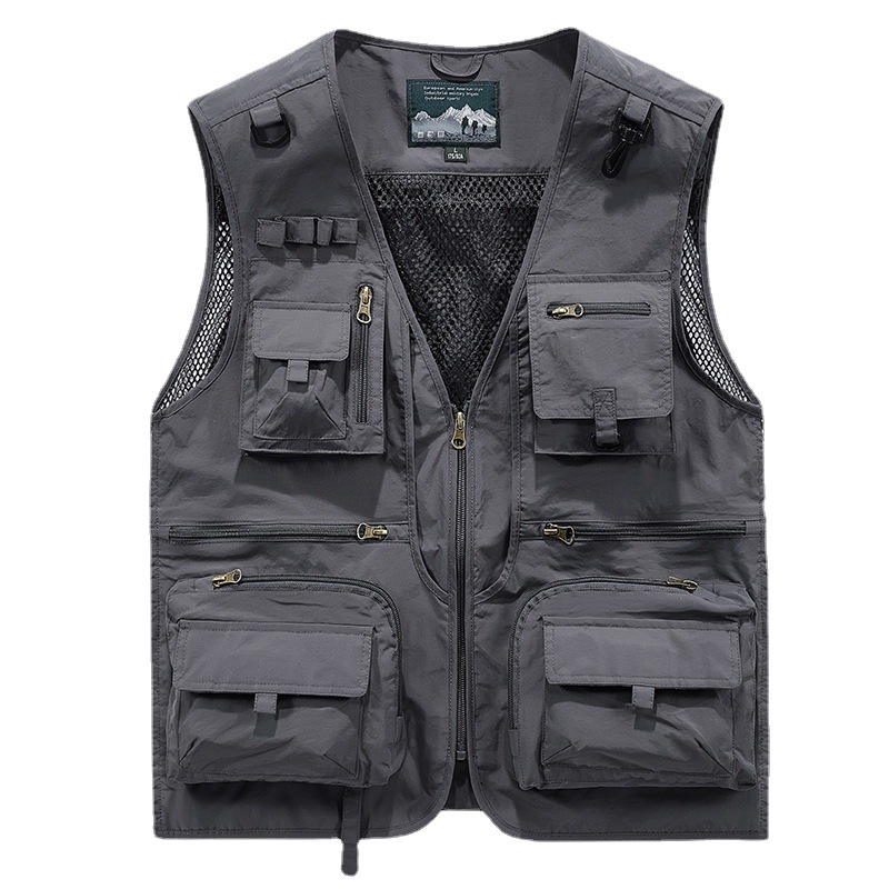 2024 Spring and Autumn New Mesh Vest Men's Casual Cross-Border Outdoor Multi-Pocket Fishing Photography Vest - Image 5