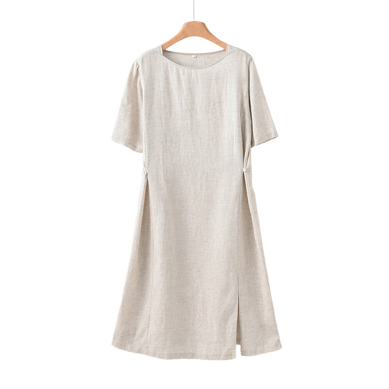 Linen A-Line Dress with Short Sleeves - Image 6