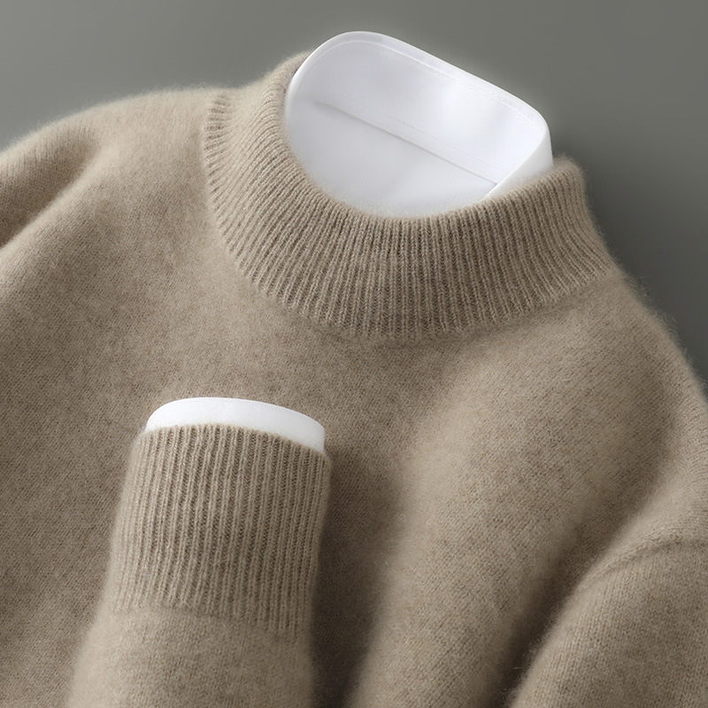 Men's high-neck, thick, loose-fitting pullover sweater/knitwear base layer. - Image 11
