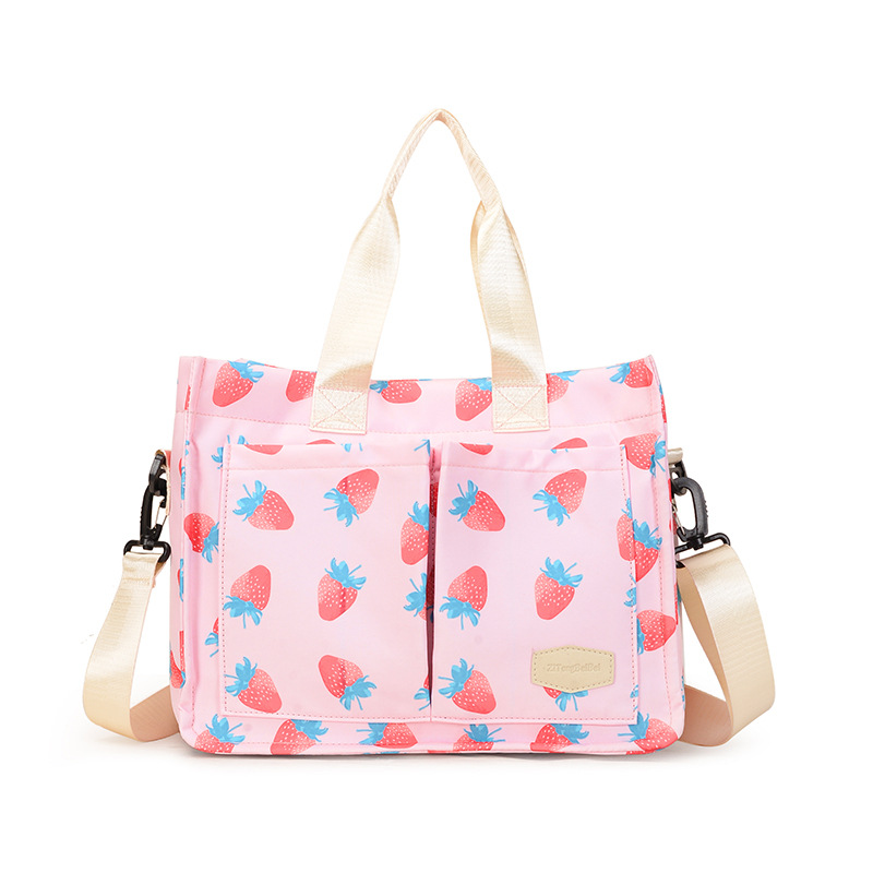Mommy bag printed spring cherry color fashionable mother and baby bag for traveling light and large capacity crossbody mommy bag - Image 10