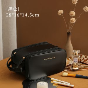Double zipper travel cosmetic bag, high-looking, portable, large-capacity, new cosmetics storage bag, toiletry bag wholesale