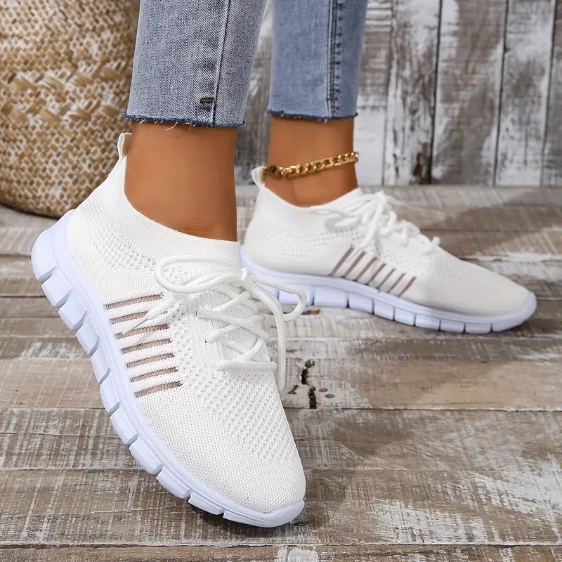 Foreign trade spring and summer style flying mesh women's shoes breathable sports shoes deep mouth lace-up platform sole casual shoes women's running - Image 11