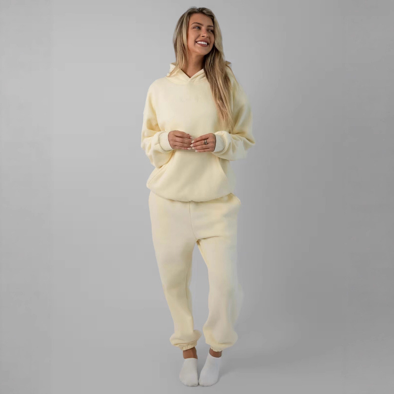 2026 European and American cross-border high-quality spring and autumn new TK Amazon solid color casual sports hoodie set for men and women. - Image 4