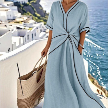 Independent website's new summer European and American style Bohemian elegant dress, cross-border style commuter long dress - Image 2
