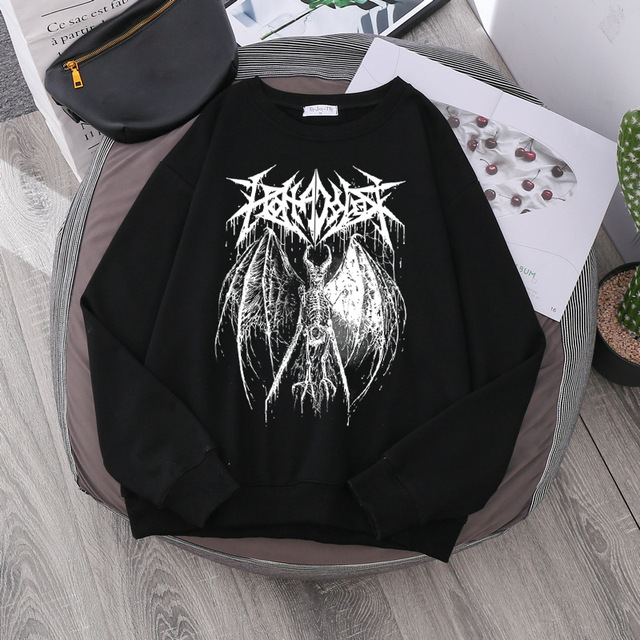 AliExpress wish cross-border new long-sleeved round neck loose street dark Harajuku fleece Y2K sweater - Image 9