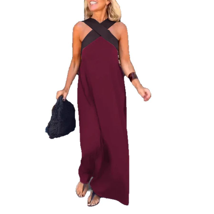 2025 summer new cross-border women's clothing Amazon AliExpress foreign trade long skirt cross sexy back dress - Image 5