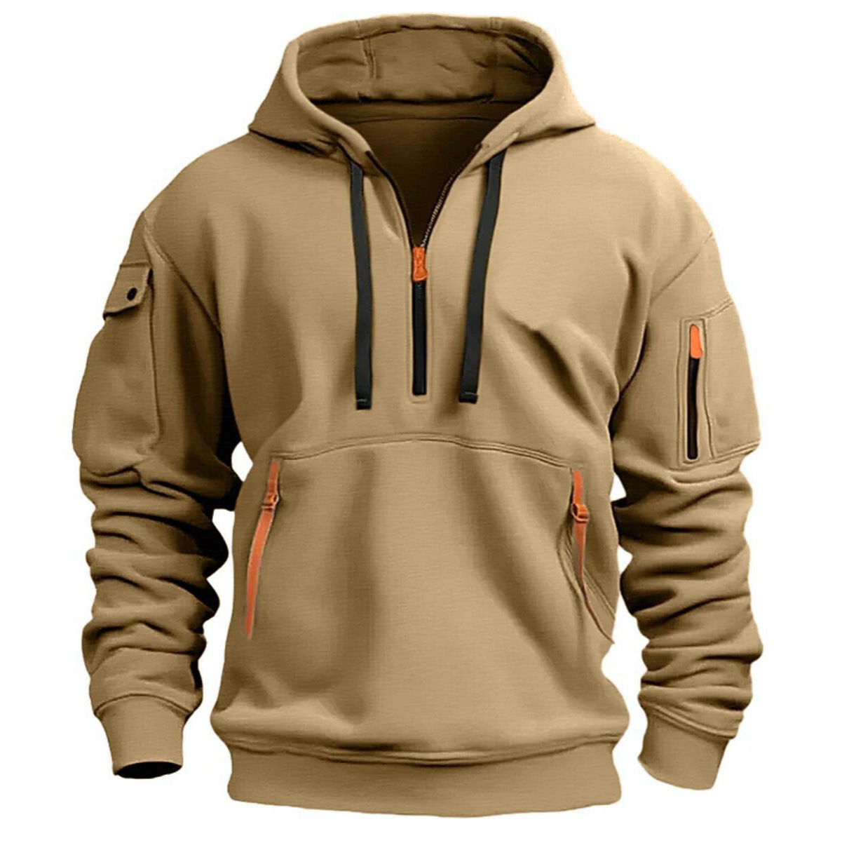 2024 new cross-border autumn and winter men's sweatshirt hooded zipper multi-pocket pullover men's sports casual jacket - Image 8