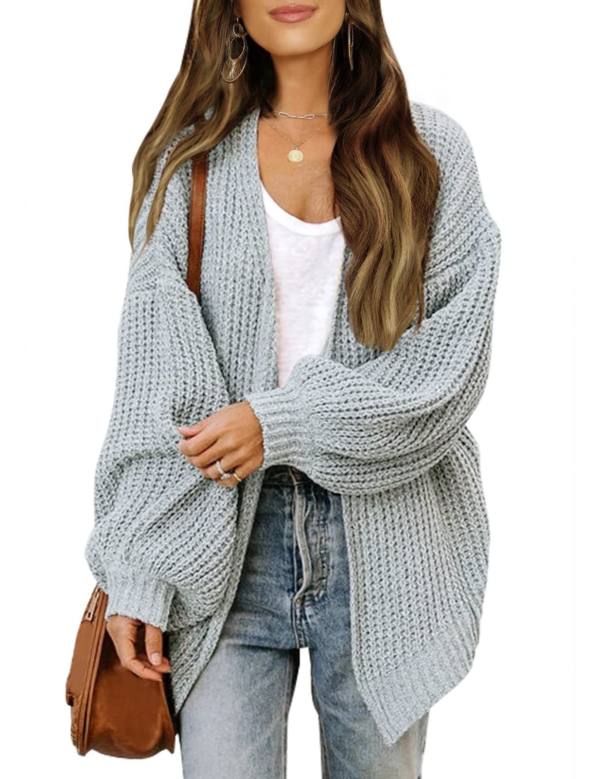 Amazon export women's lantern sleeve chunky knit cardigan 2026 autumn and winter new pocket knit sweater women's coat - Image 17