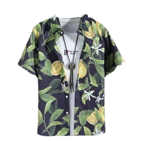 Summer short-sleeved shirts for men and women Hainan Sanya travel couples floral casual shirts summer Hong Kong style fashion - Image 5