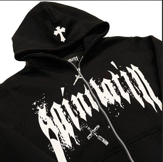 Street hip-hop star girl print black zipper hoodie female 2022y2k Harajuku jacket sweater couple - Image 2