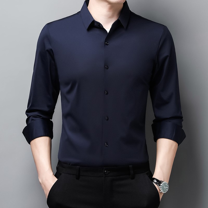 Pierre Cardin High-end Men's Silk Long-Sleeved Shirt, Thin Style, Autumn and Spring, Business Casual, Wrinkle-Free Shirt - Image 6