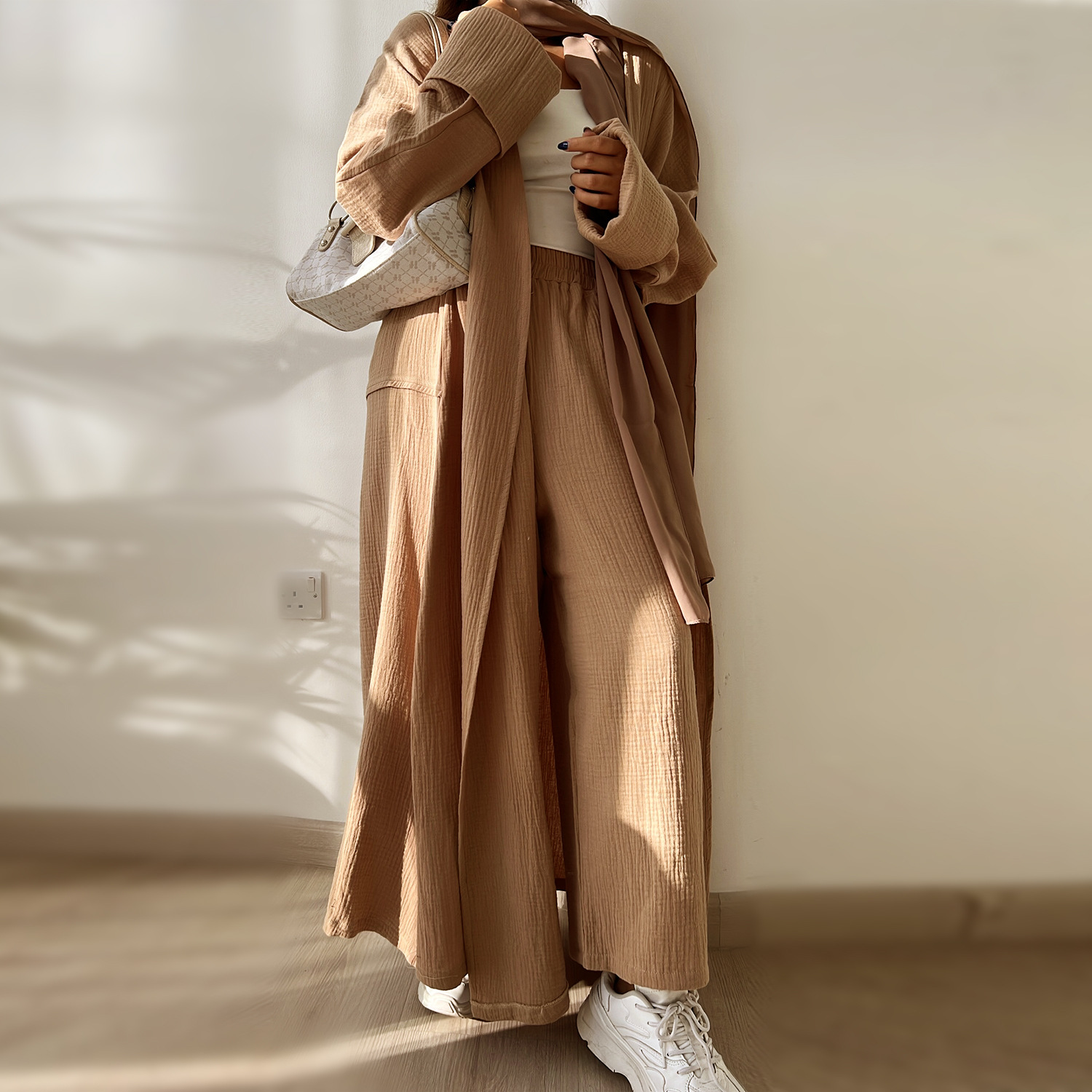 2023 Loriya AliExpress Amazon Dubai Turkey Solid Color Cotton Casual Large Size Cardigan LR600 - Image 12