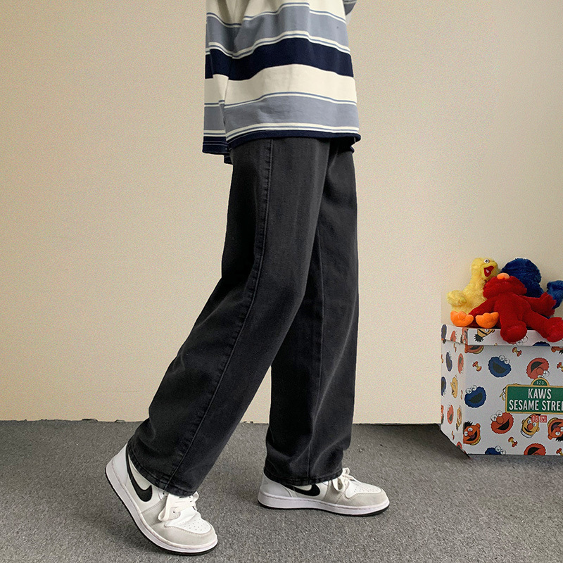spring summer Hong Kong style men's loose straight jeans - Image 5