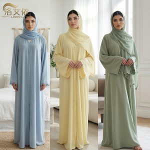 2026 Loriya Solid Color Plus Size Lace-Trimmed Cardigan and Headscarf Two-Piece Set LR1173