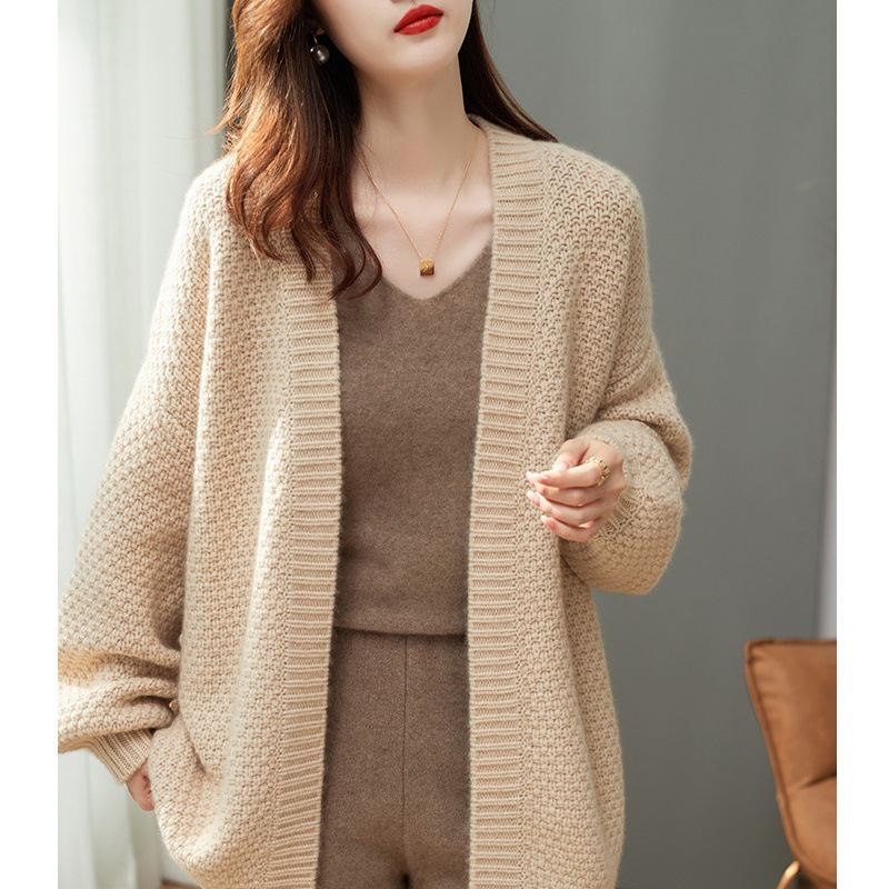 Hongtai French Retro Style Autumn/Winter Cardigan for Women, Chunky Knit, Loose Fit, Mid-Length, Casual and Versatile - Image 4