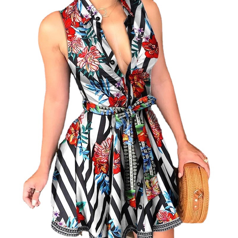 1578# ebay AliExpress Amazon Hot selling hot style V-neck straps Fashion sexy printed dress - Image 11