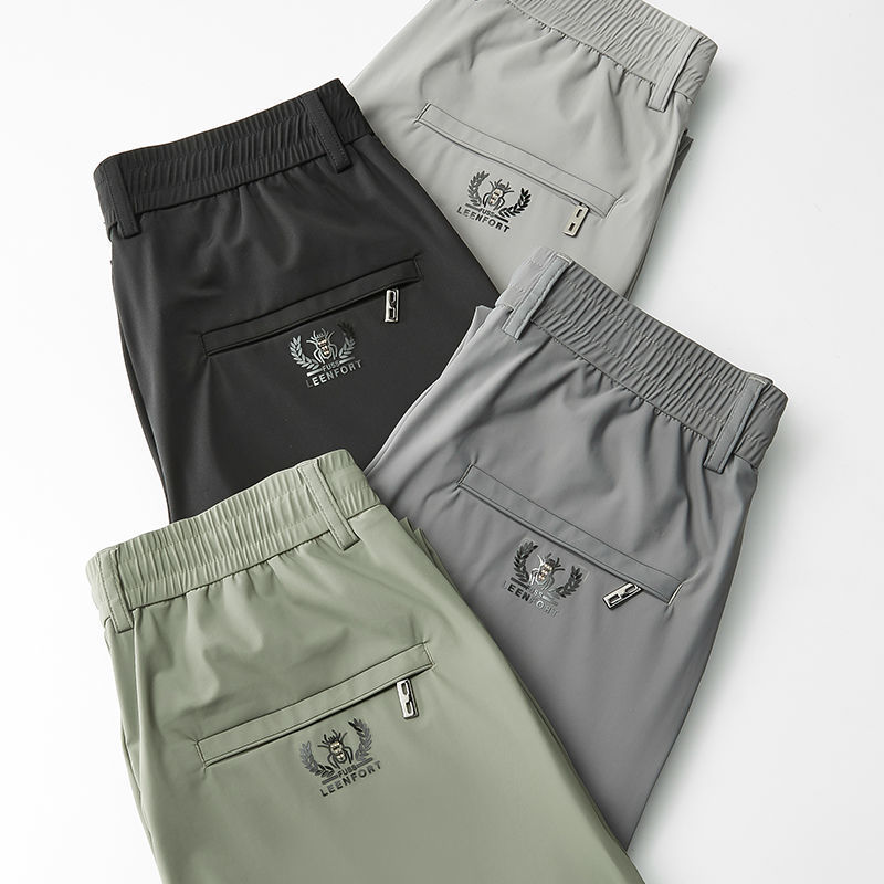 Men's Ice Silk Pants, Summer Ultra-Thin Casual Pants, Loose Straight Leg, Quick-Drying, Elastic, Korean Style Trendy Sports Pants - Image 4