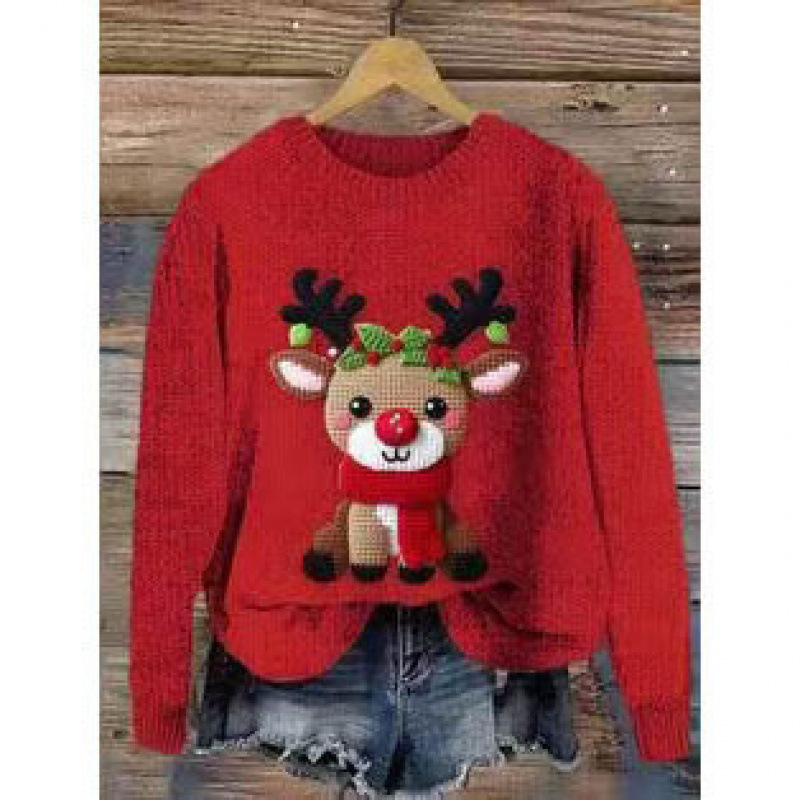 2026 Spring/Autumn New European and American Style Women's 3D Digital Print Casual Fashion Round Neck Faux Sweater/Sweatshirt - Image 16