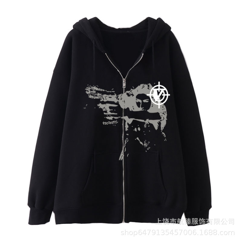 2022 Amazon Girl Gunner Zipper Sweater AliExpress Hot Selling American Cardigan Sweater Casual Trend Hoodie - Image 3